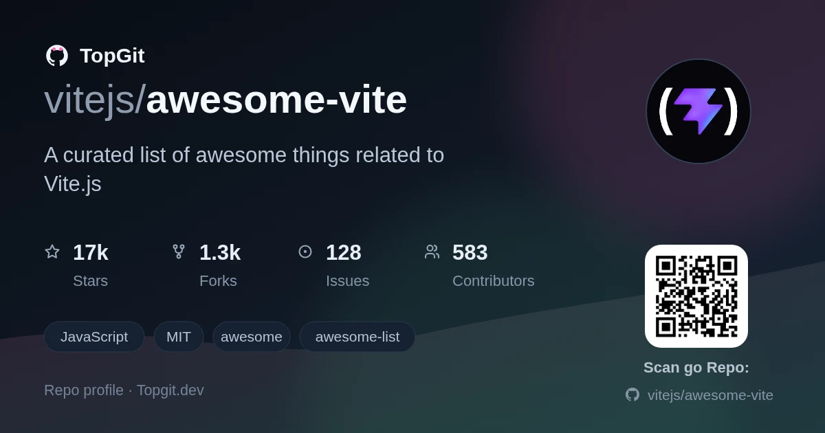 TopGit repo profile image for vitejs/awesome-vite