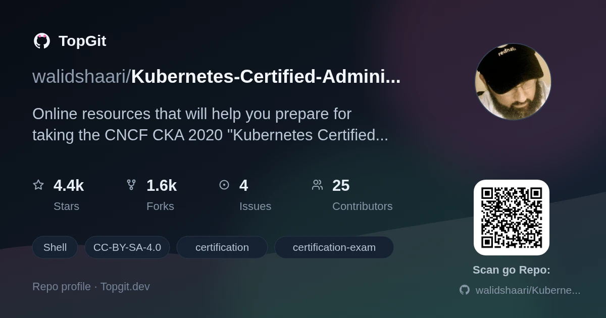 TopGit repo profile image for walidshaari/Kubernetes-Certified-Administrator