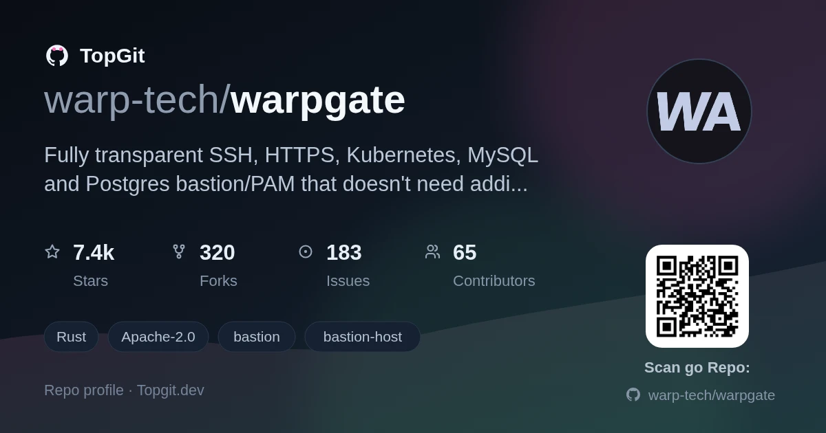 TopGit repo profile image for warp-tech/warpgate