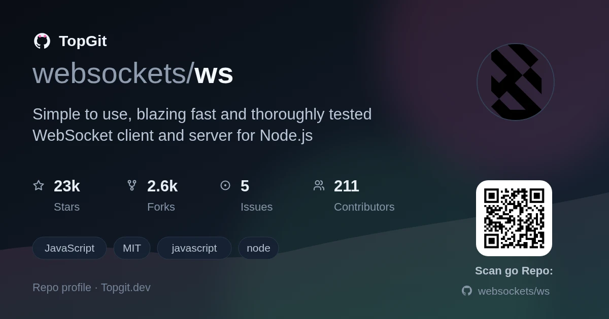 TopGit repo profile image for websockets/ws