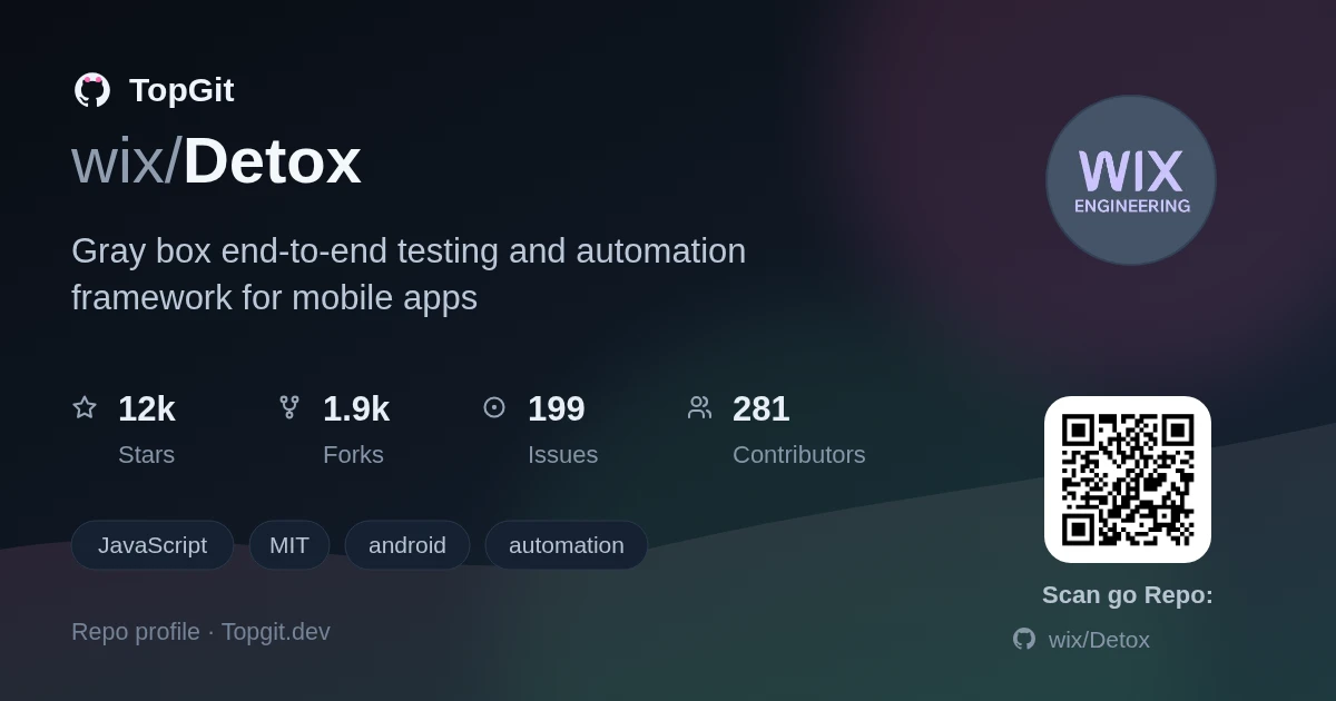TopGit repo profile image for wix/Detox