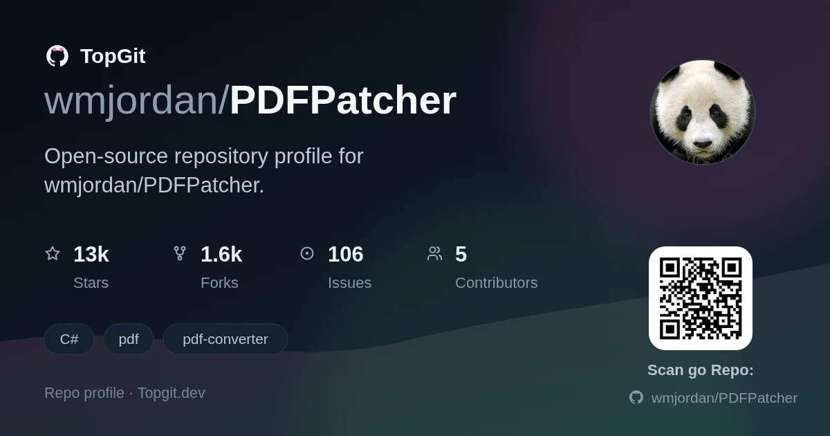 TopGit repo profile image for wmjordan/PDFPatcher
