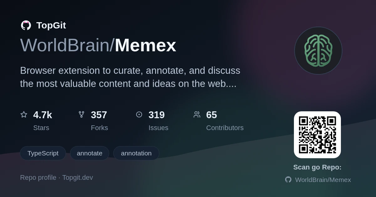 TopGit repo profile image for WorldBrain/Memex