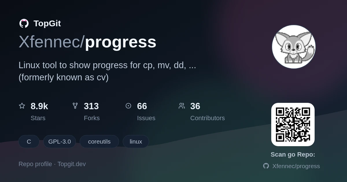 TopGit repo profile image for Xfennec/progress