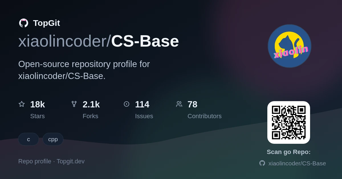 TopGit repo profile image for xiaolincoder/CS-Base