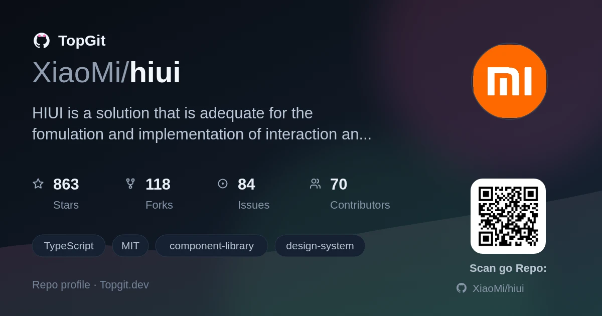 TopGit repo profile image for XiaoMi/hiui