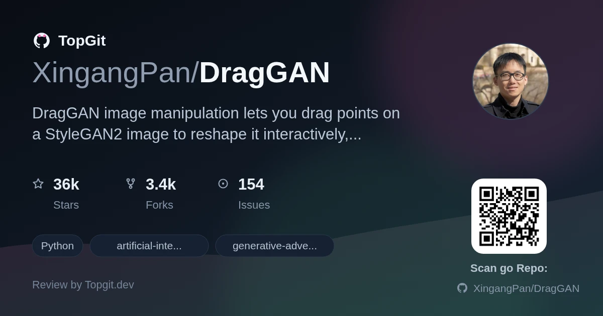 TopGit review image for XingangPan/DragGAN