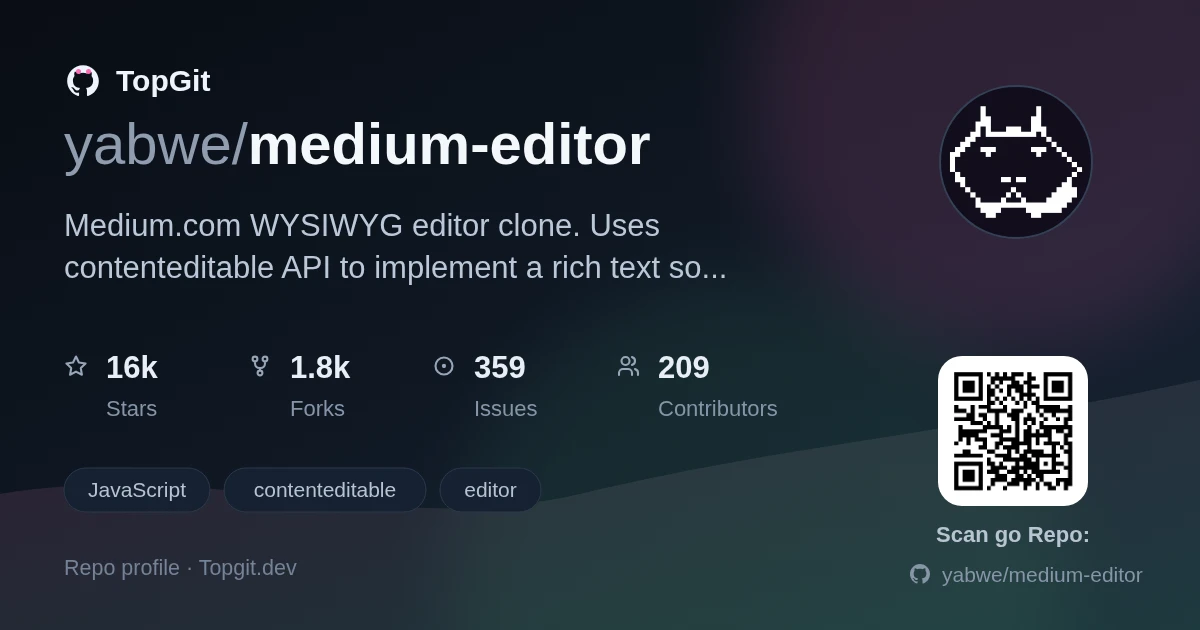 TopGit repo profile image for yabwe/medium-editor