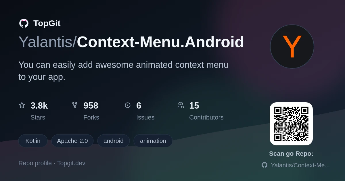 TopGit repo profile image for Yalantis/Context-Menu.Android
