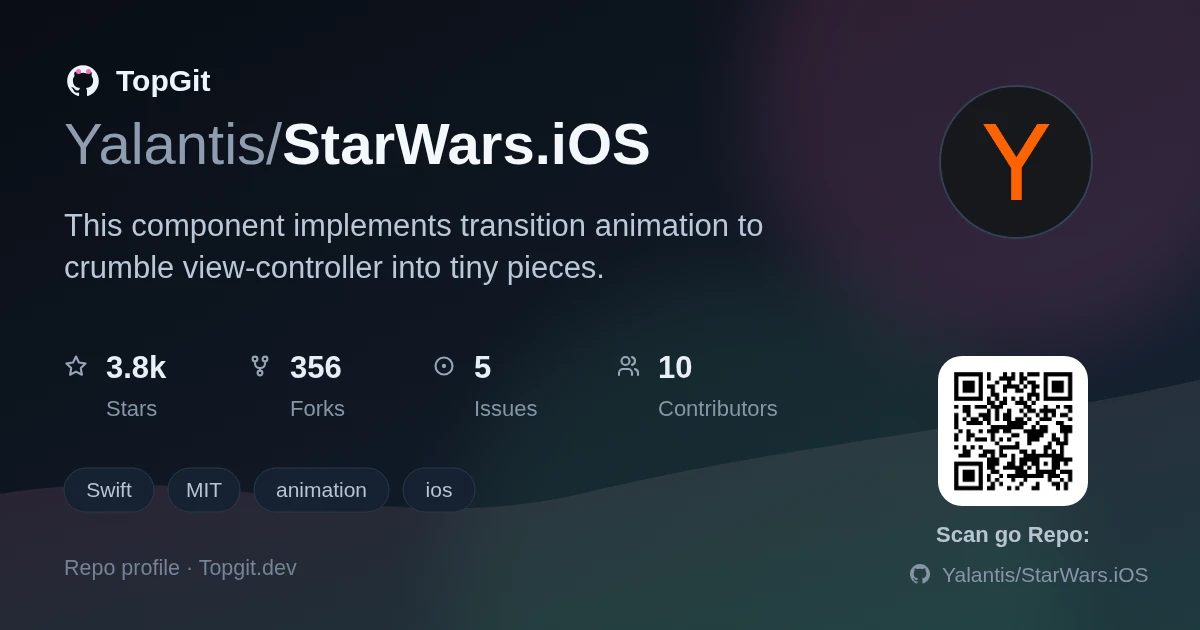 TopGit repo profile image for Yalantis/StarWars.iOS