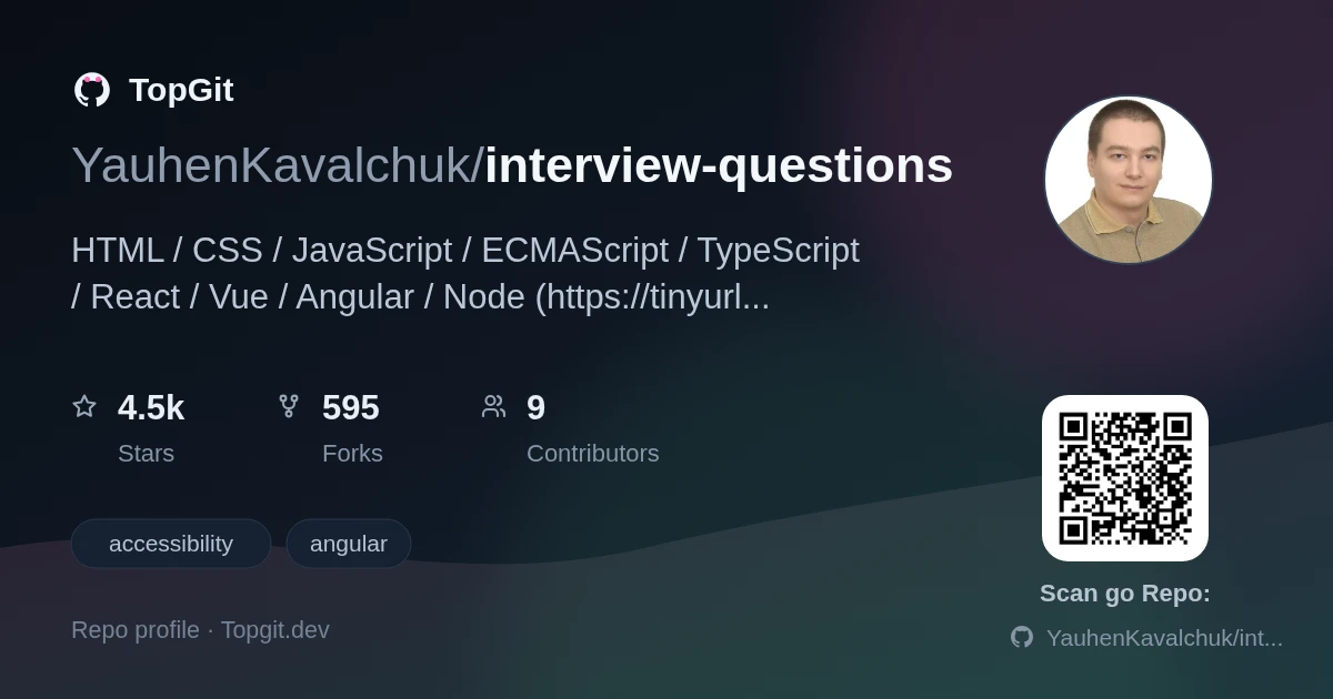 TopGit repo profile image for YauhenKavalchuk/interview-questions