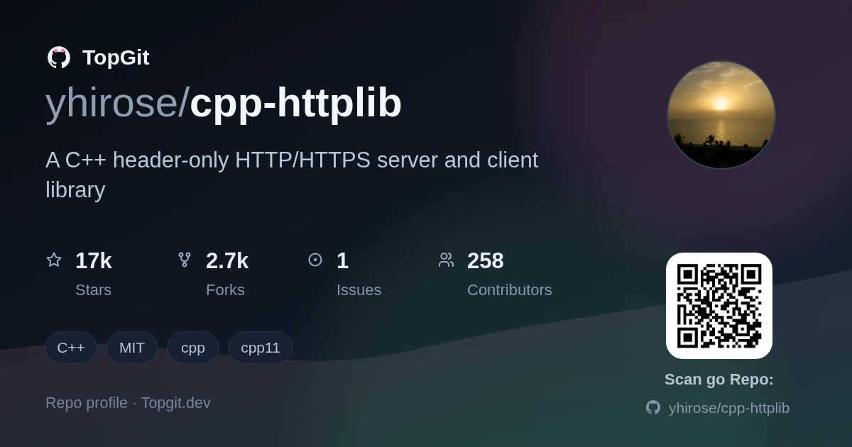 TopGit repo profile image for yhirose/cpp-httplib