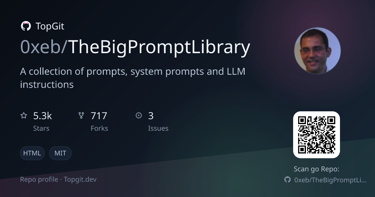 TopGit repo profile image for 0xeb/TheBigPromptLibrary