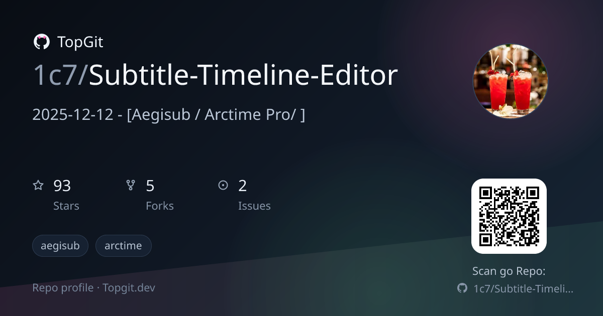 TopGit repo profile image for 1c7/Subtitle-Timeline-Editor