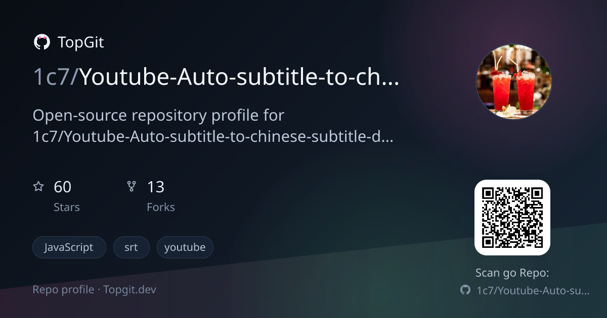 TopGit repo profile image for 1c7/Youtube-Auto-subtitle-to-chinese-subtitle-download