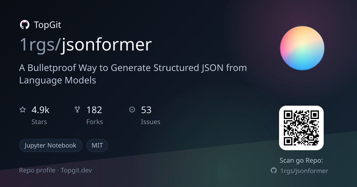 TopGit repo profile image for 1rgs/jsonformer