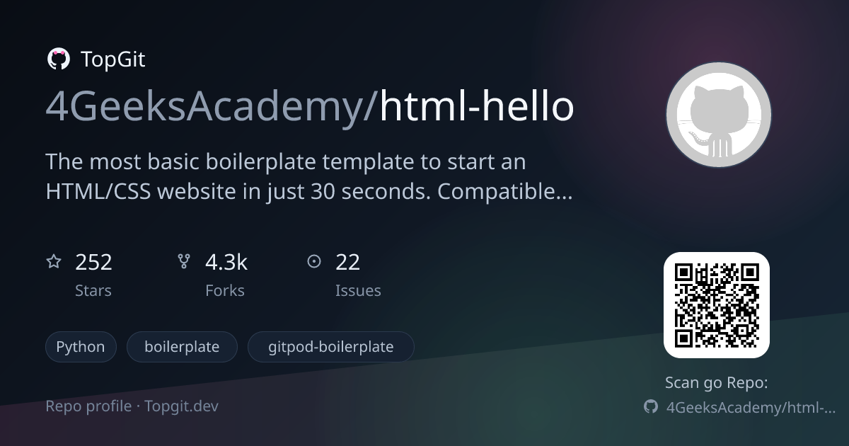 TopGit repo profile image for 4GeeksAcademy/html-hello
