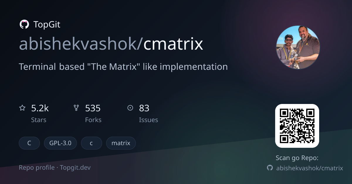 TopGit repo profile image for abishekvashok/cmatrix