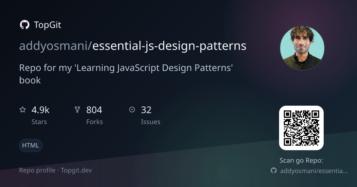 TopGit repo profile image for addyosmani/essential-js-design-patterns