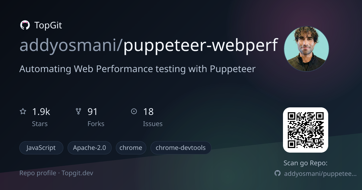 TopGit repo profile image for addyosmani/puppeteer-webperf