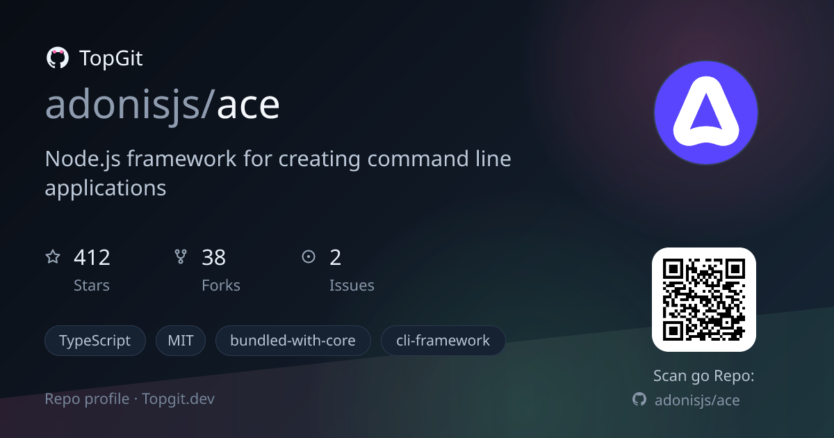TopGit repo profile image for adonisjs/ace