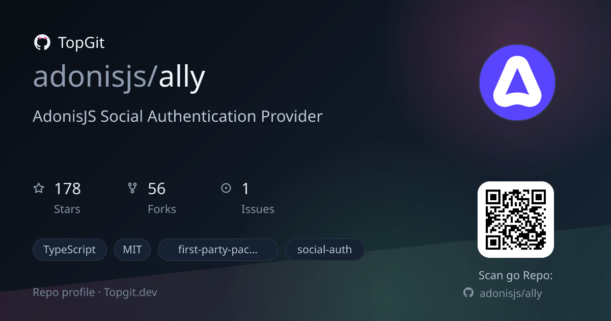 TopGit repo profile image for adonisjs/ally