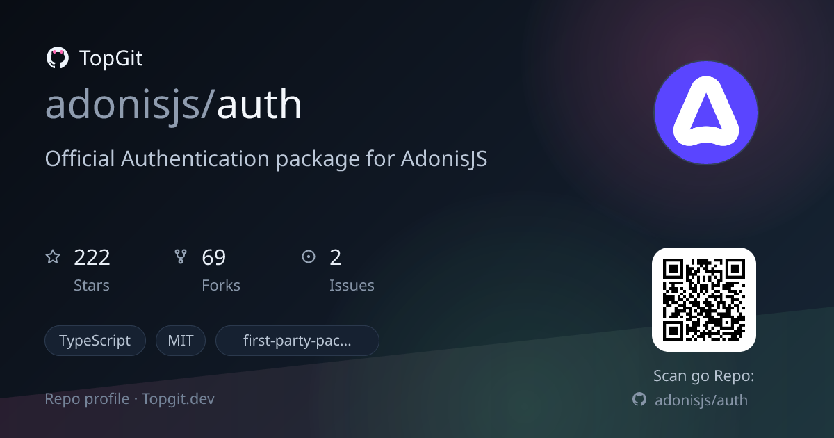 TopGit repo profile image for adonisjs/auth