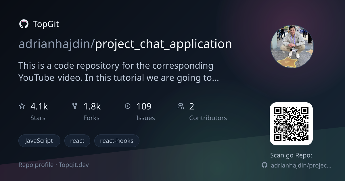 TopGit repo profile image for adrianhajdin/project_chat_application