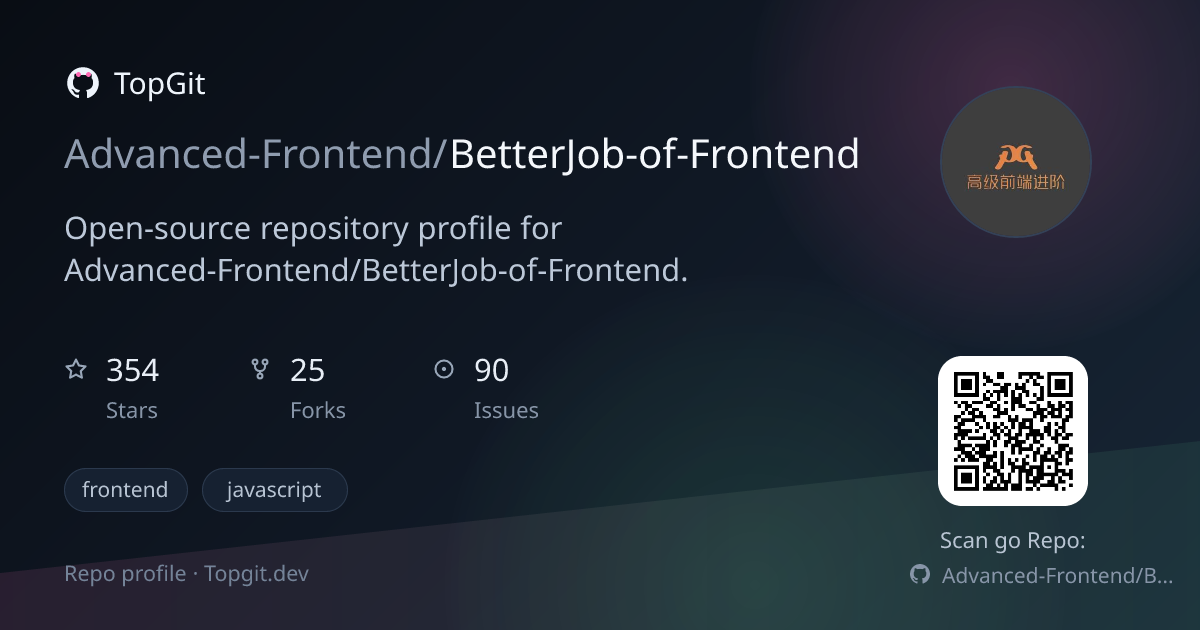 TopGit repo profile image for Advanced-Frontend/BetterJob-of-Frontend