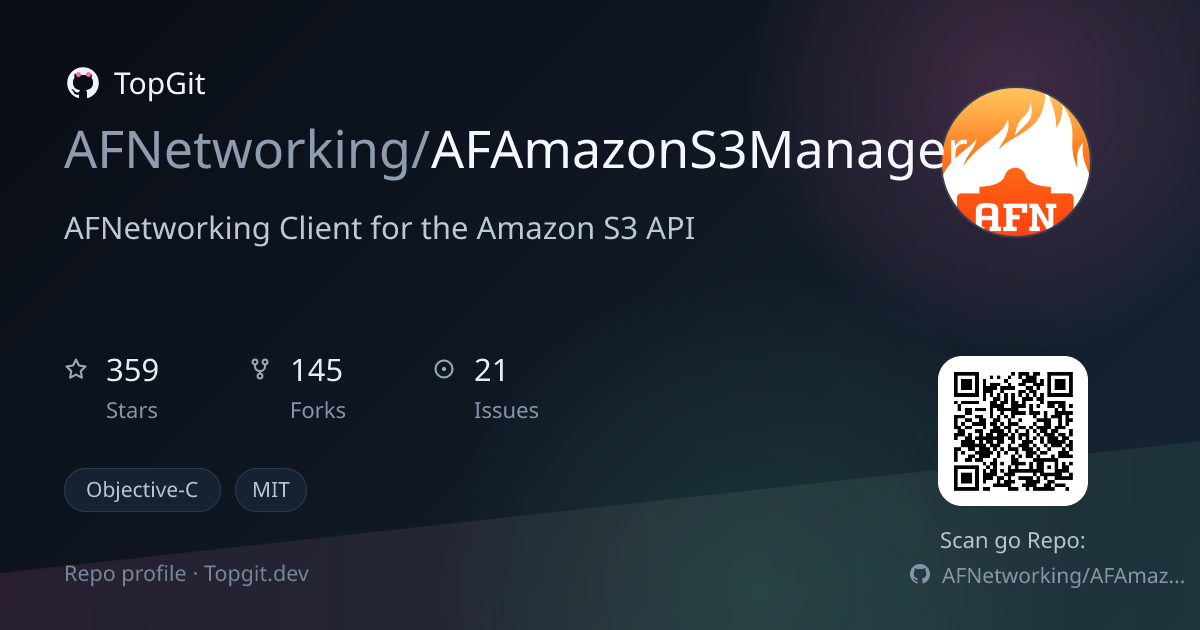 TopGit repo profile image for AFNetworking/AFAmazonS3Manager