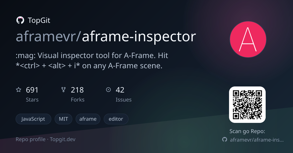 TopGit repo profile image for aframevr/aframe-inspector