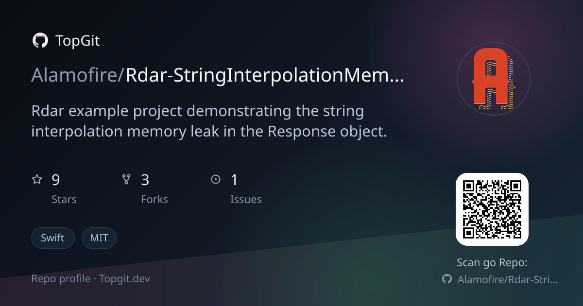TopGit repo profile image for Alamofire/Rdar-StringInterpolationMemoryLeak