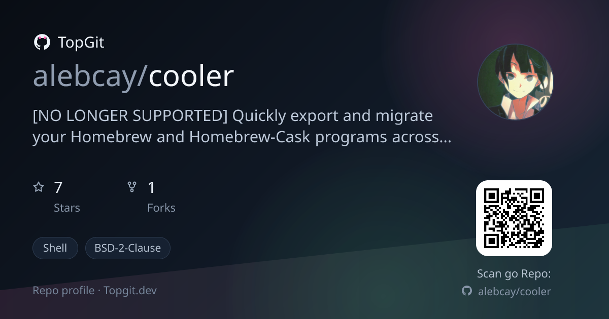 TopGit repo profile image for alebcay/cooler