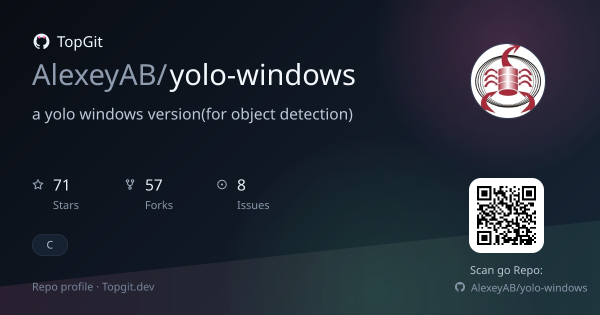 TopGit repo profile image for AlexeyAB/yolo-windows