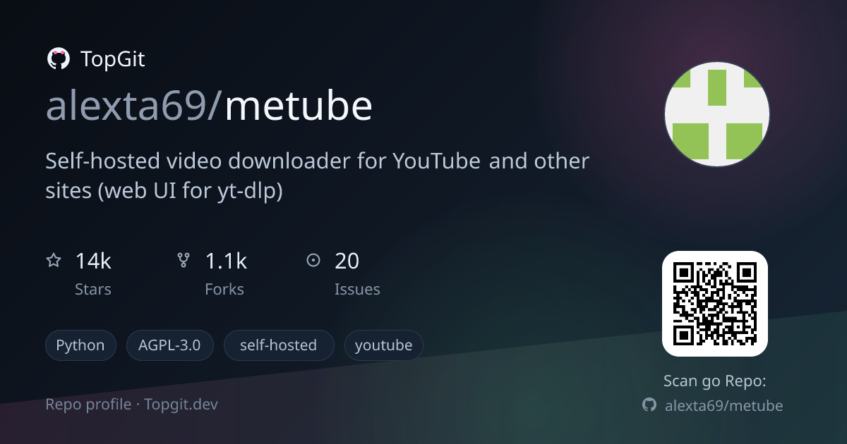 TopGit repo profile image for alexta69/metube