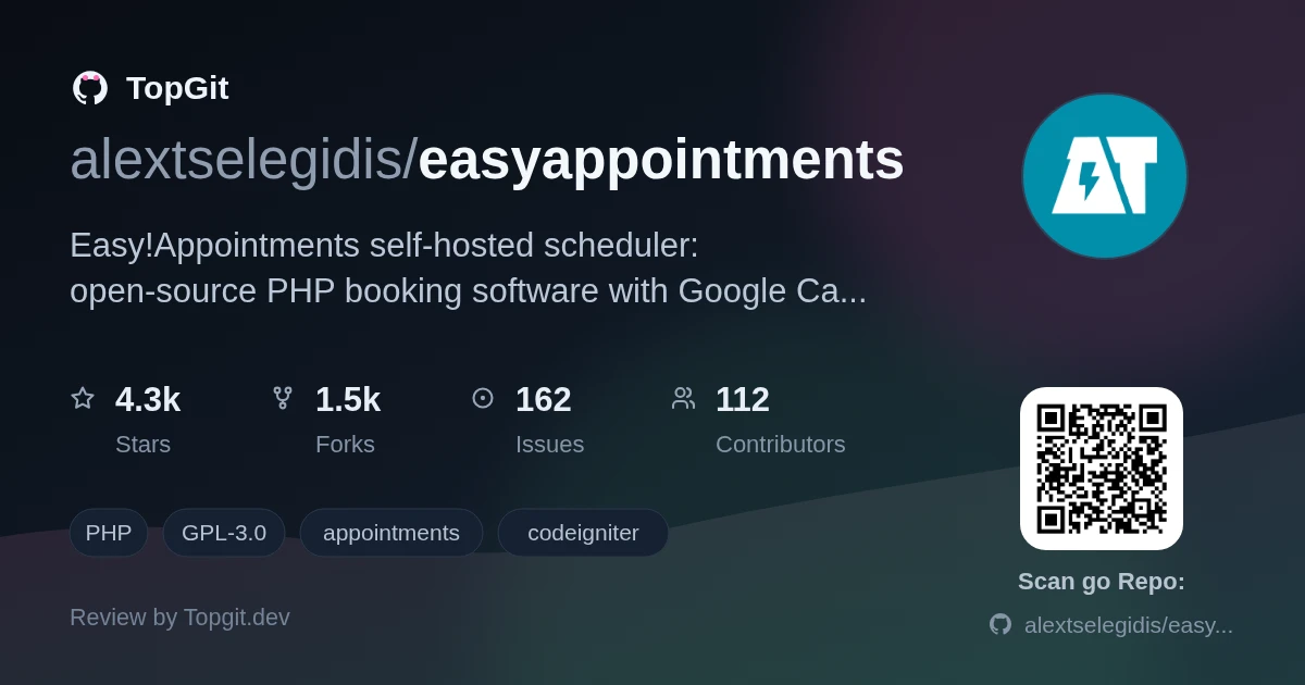 TopGit repo profile image for alextselegidis/easyappointments