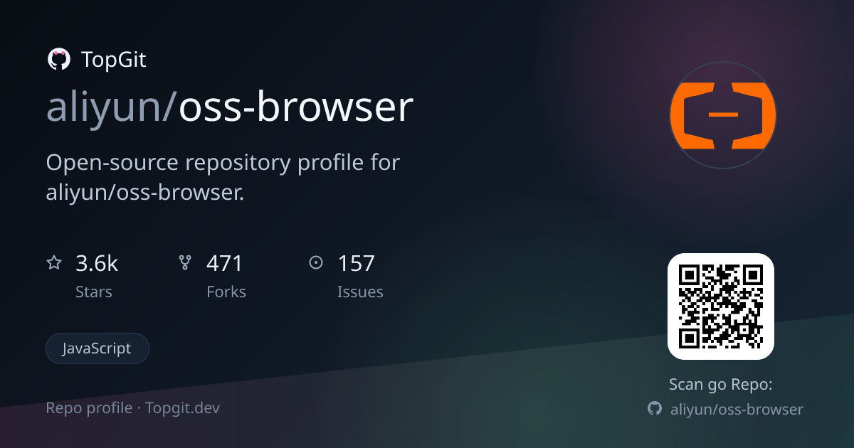 TopGit repo profile image for aliyun/oss-browser