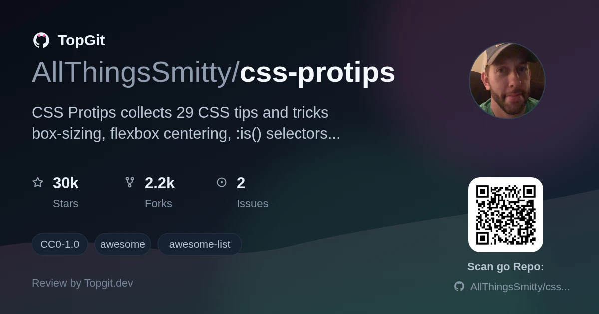 TopGit repo profile image for AllThingsSmitty/css-protips