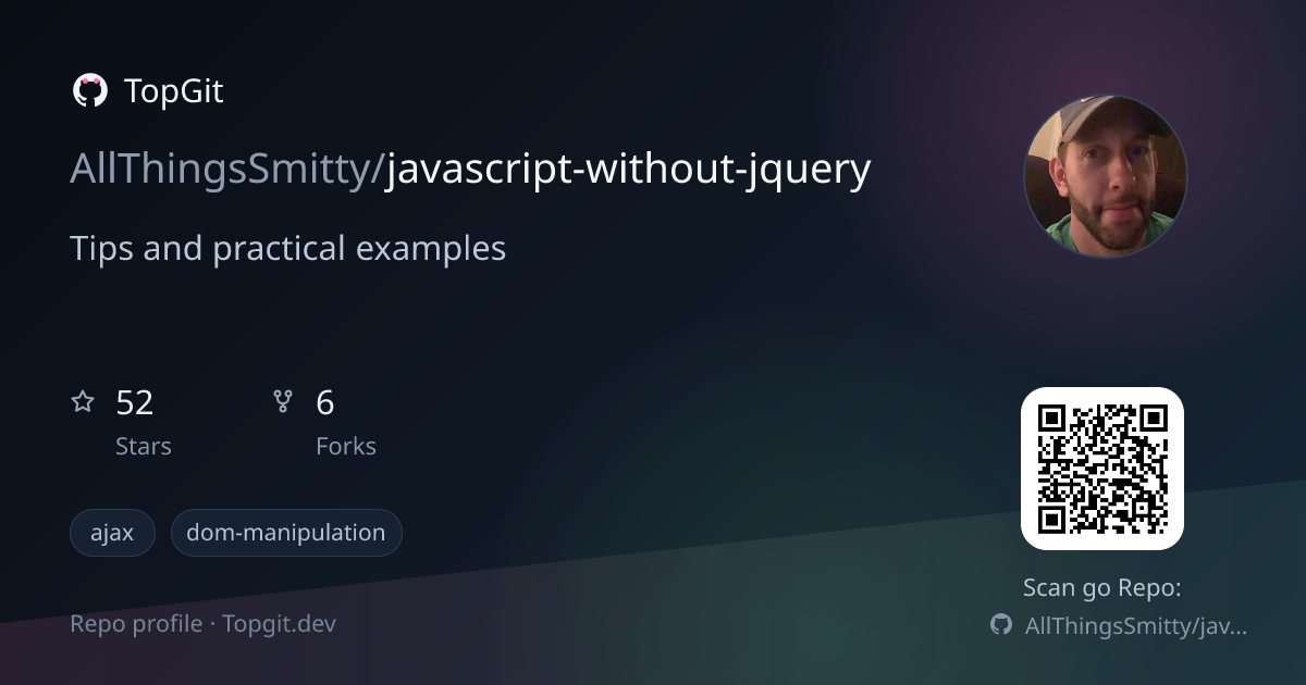 TopGit repo profile image for AllThingsSmitty/javascript-without-jquery