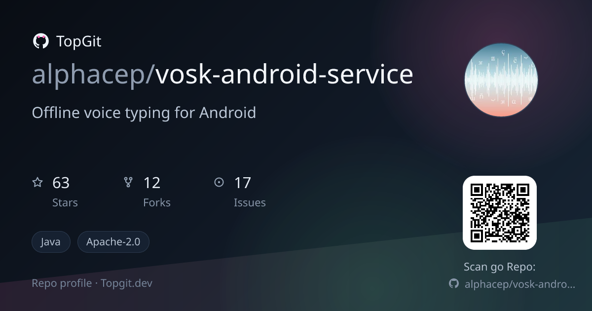 TopGit repo profile image for alphacep/vosk-android-service