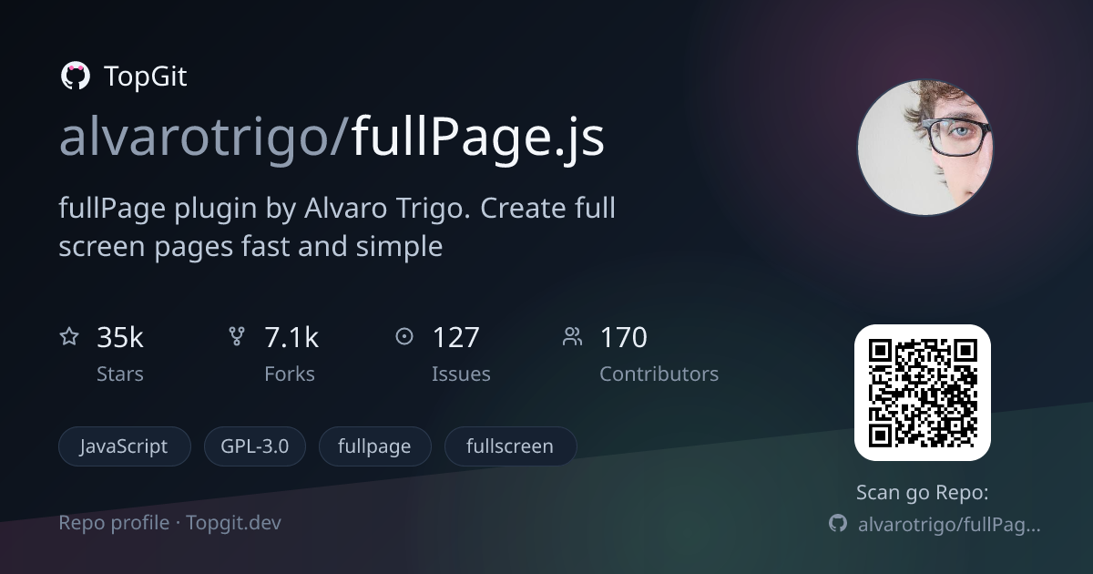 TopGit repo profile image for alvarotrigo/fullPage.js