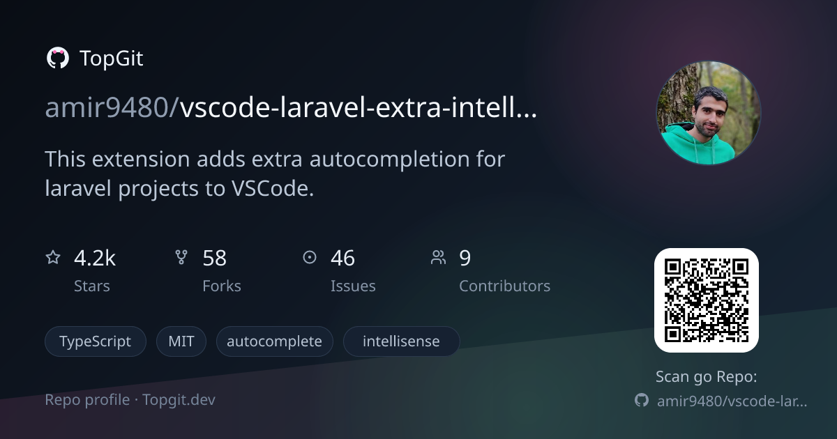 TopGit repo profile image for amir9480/vscode-laravel-extra-intellisense