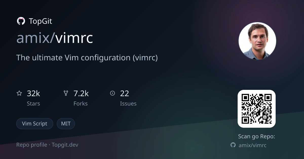 TopGit repo profile image for amix/vimrc