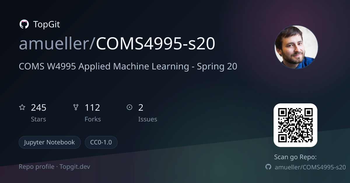 TopGit repo profile image for amueller/COMS4995-s20