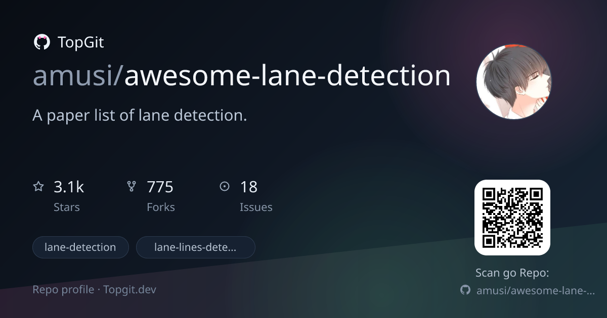 TopGit repo profile image for amusi/awesome-lane-detection