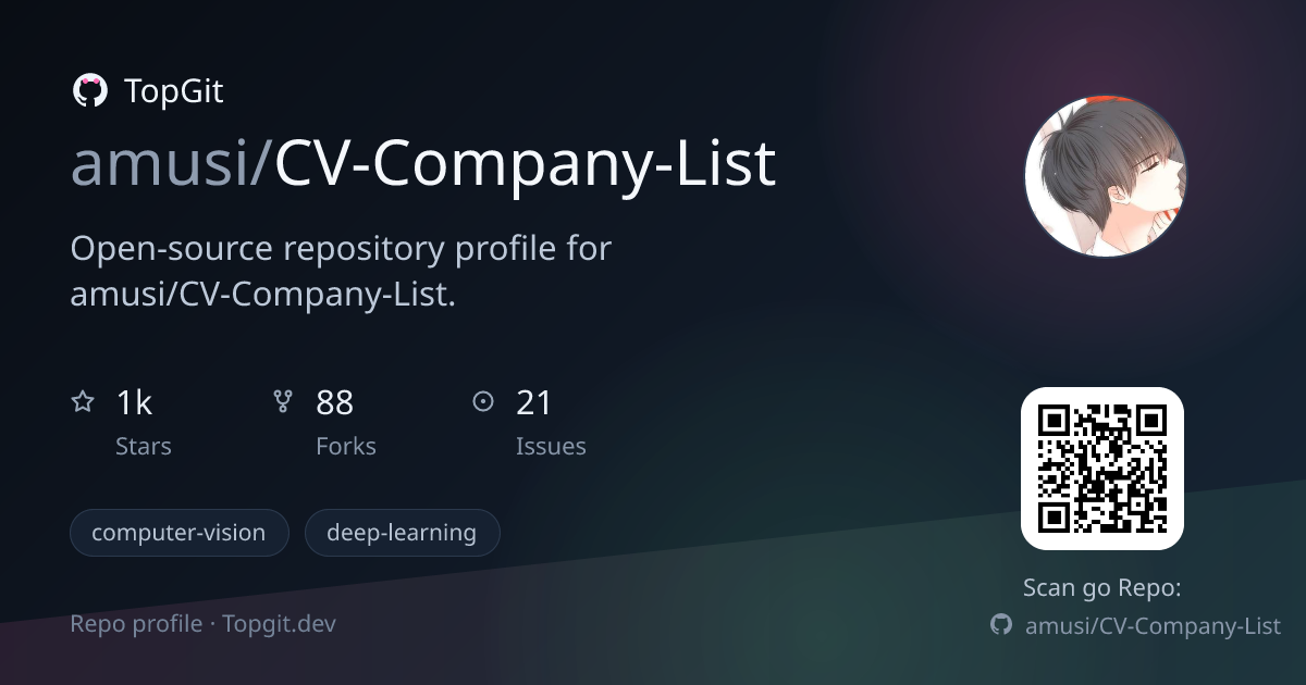TopGit repo profile image for amusi/CV-Company-List