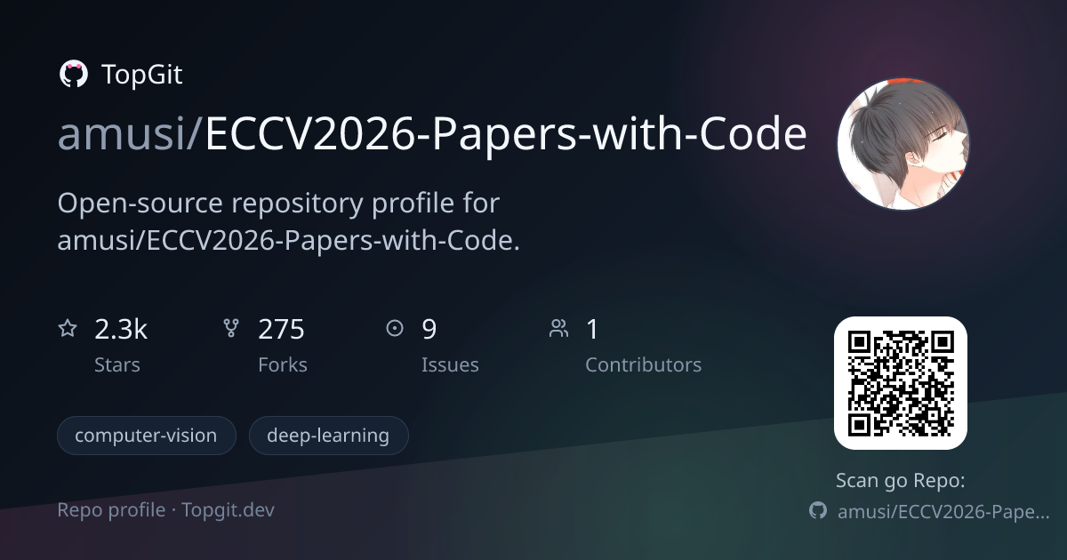 TopGit repo profile image for amusi/ECCV2026-Papers-with-Code