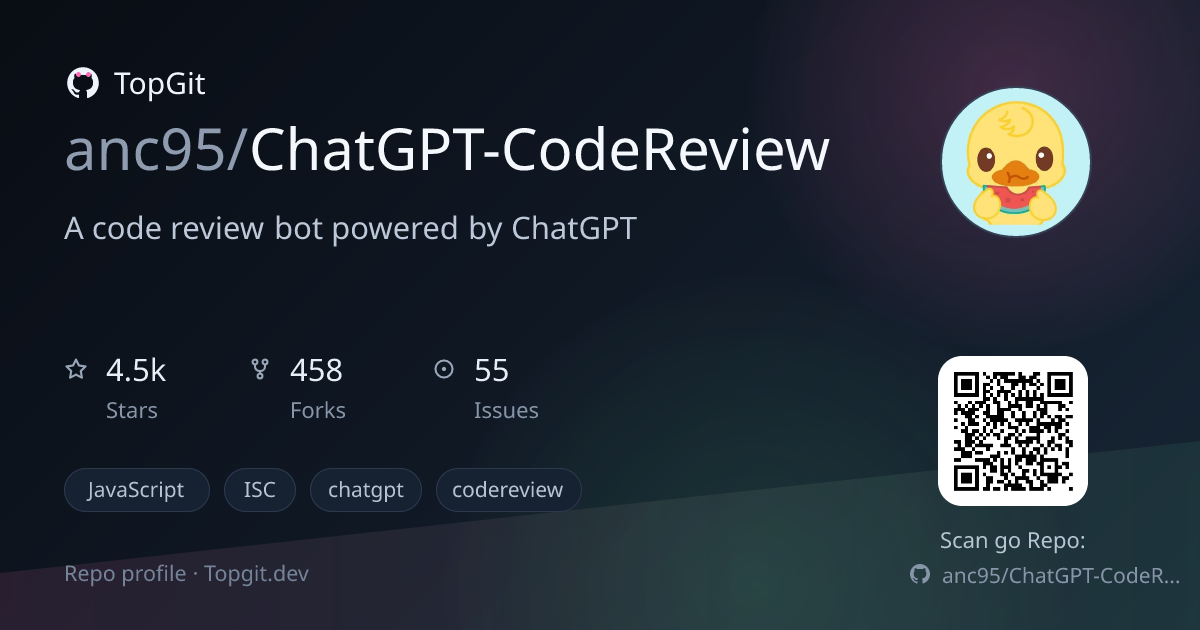 TopGit repo profile image for anc95/ChatGPT-CodeReview
