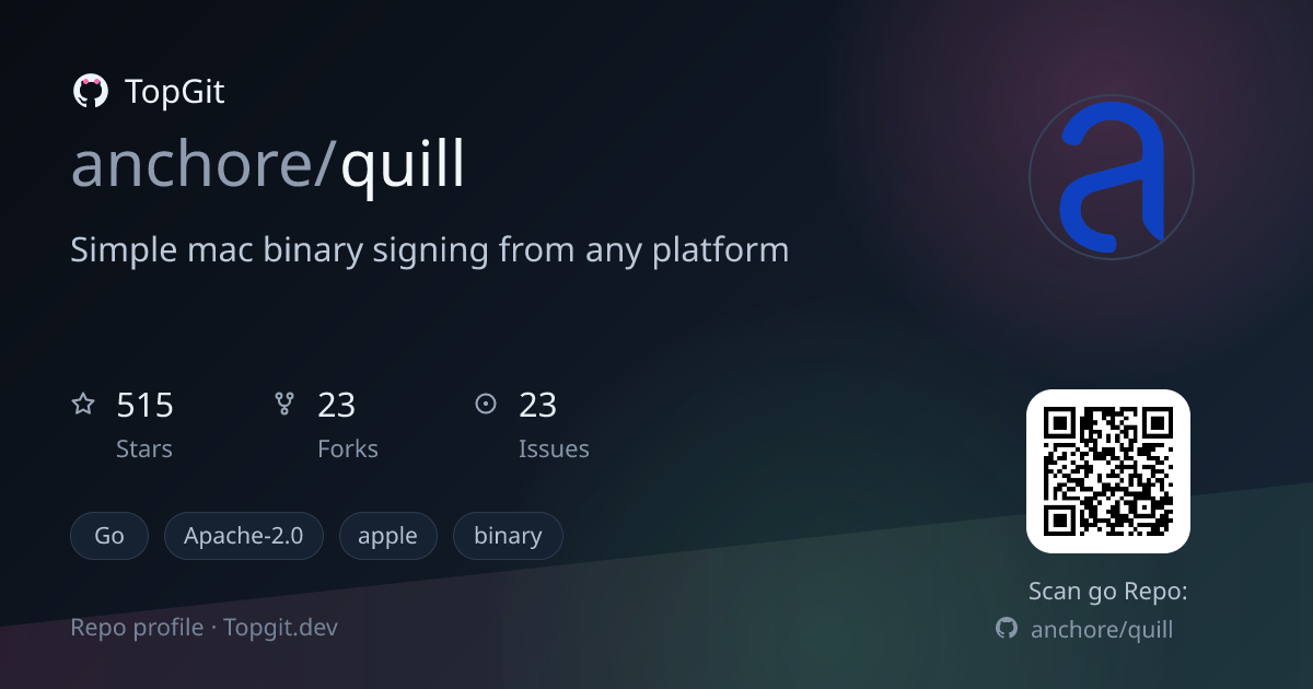 TopGit repo profile image for anchore/quill