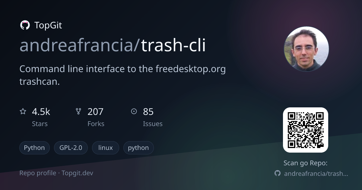 TopGit repo profile image for andreafrancia/trash-cli